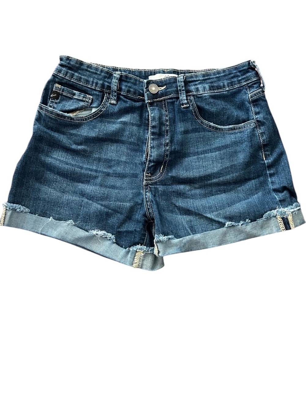 EUC KanCan Dark Blue Rolled-Hem Denim Shorts Size 28